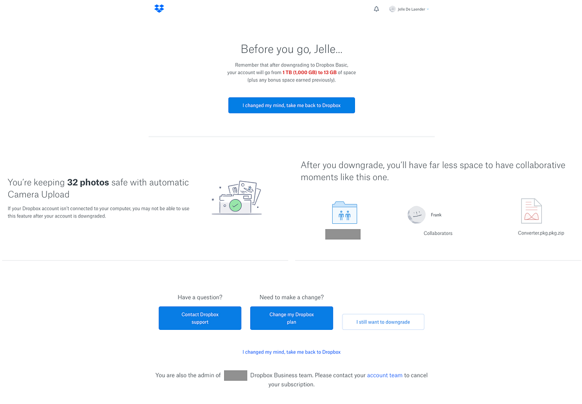 Second page to get account downgraded — Dropbox.com